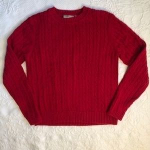 Croft & Barrow, Red, Long Sleeves, Crew Neck, Cable Knit Sweater